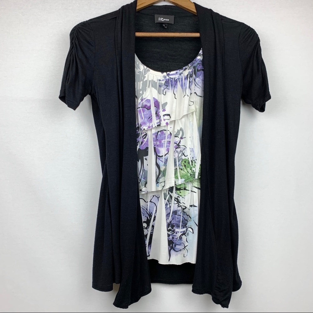 IZ Byer One Piece Ruffle Camisole Cardigan - Picture 1 of 8